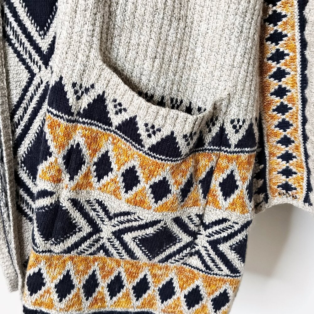 LUCKY BRAND Longline Cardigan Hoodie Open Front Aztec Southwestern Chunky Sz 3X - Picture 4 of 14